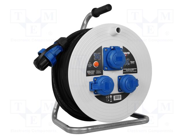 Extension lead; 3x2.5mm2; 40m; rubber; black; Sockets no: 3; 16A