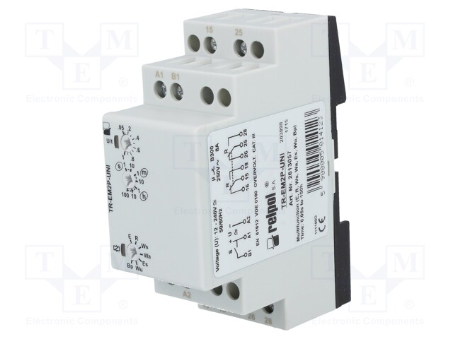 Timer; 0,05s÷100h; DPDT; 250VAC/8A; 12÷240VAC; 12÷240VDC; DIN; IP40