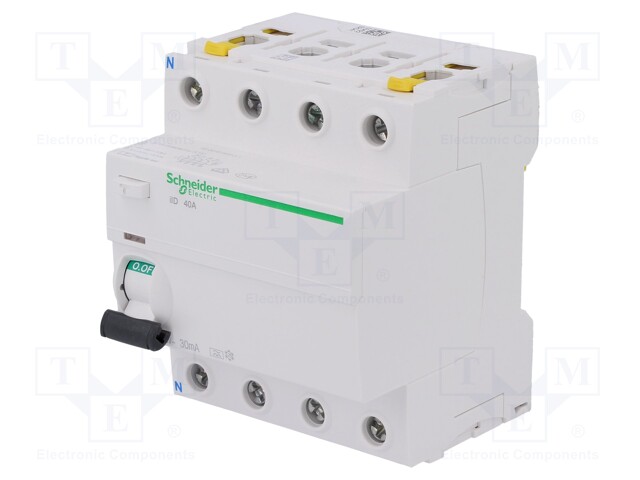 RCD breaker; Inom: 40A; Ires: 30mA; Poles: 4; 400V; Mounting: DIN