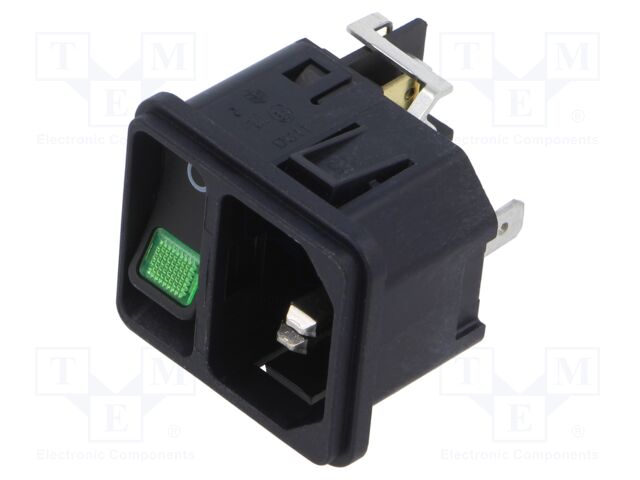 Connector: AC supply; socket; male; 15A; 250VAC; IEC 60320; C14 (E)