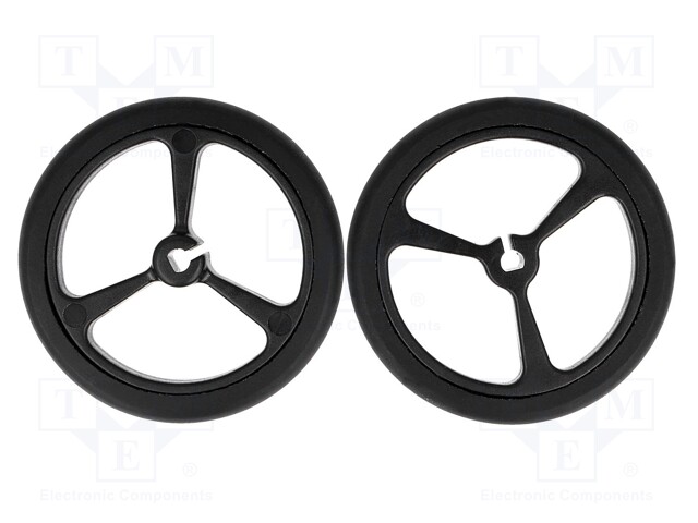 Wheel; black; Shaft: D spring; Pcs: 2; push-in; Ø: 40mm; W: 7mm