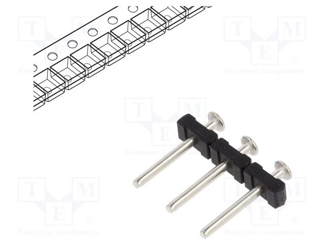 Connector: pin strips; pin header; PIN: 3; SMT; 10A; 300V; straight