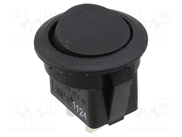 ROCKER; SPST; OFF-ON; 10A/125VAC; black; none; RR1; Body: black