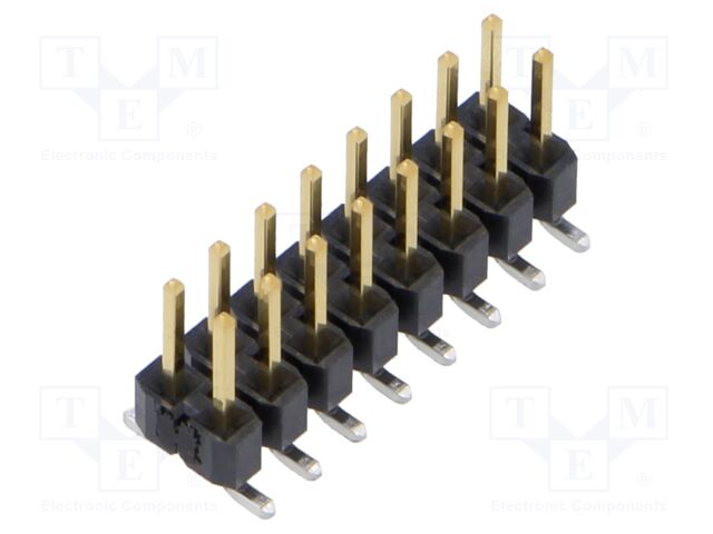 Connector: pin strips; male; PIN: 16; 2.54mm; gold flash; SMT