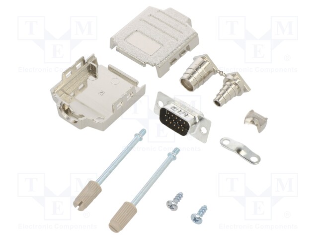 D-Sub HD; PIN: 15; male; shielded,metalized; straight; soldering