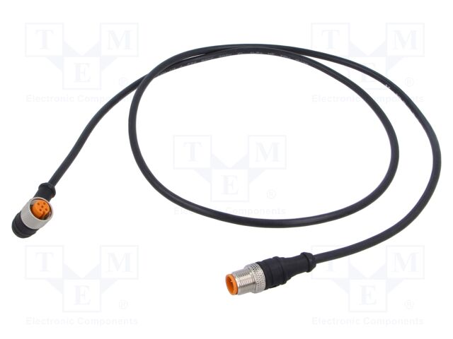 Connection lead; M12; PIN: 4; 1m; plug; 4A; LED; -25÷80°C; IP67; 30VDC