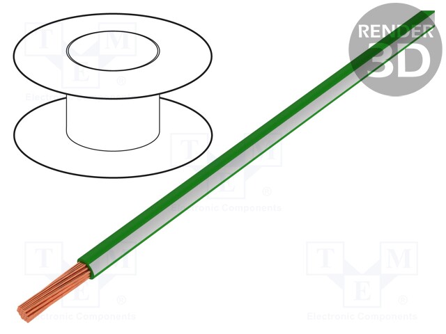 Wire; X07V-K; stranded; Cu; 1.5mm2; green-white; PVC; 450/750V