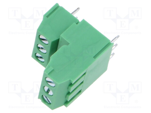 PCB terminal block; Contacts ph: 3.81mm; ways: 3; angled 90°; 1mm2