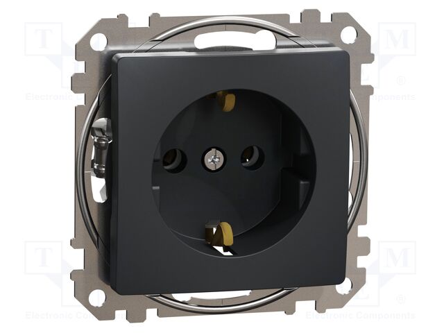 F-type socket (Schuko); 250VAC; IP20; anthracite; Sedna; 2P+PE