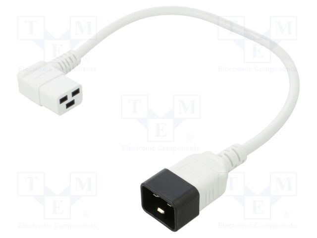 Cable; 3x1.5mm2; IEC C19 female angled,IEC C20 male; PVC; 0.5m