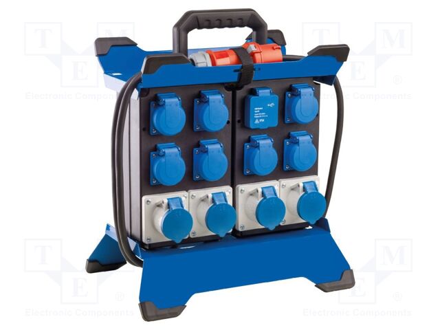 Electric switchboard; 5G2.5mm2; Sockets: 13; rubber; black; 3.4m