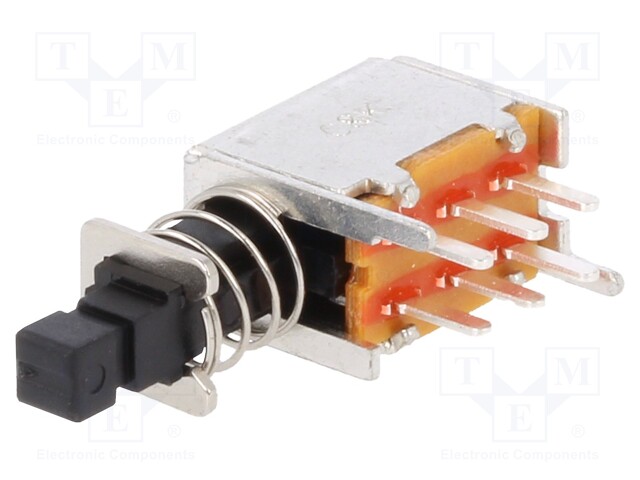 Switch: push-button; Pos: 2; DPDT; 0.2A/30VDC; Leads: for soldering