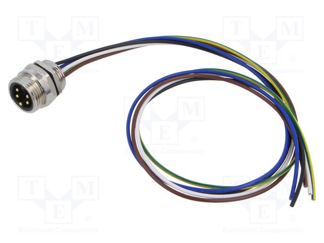 Connector: 7/8"; socket; male; straight; with leads; PIN: 5; 0.5m