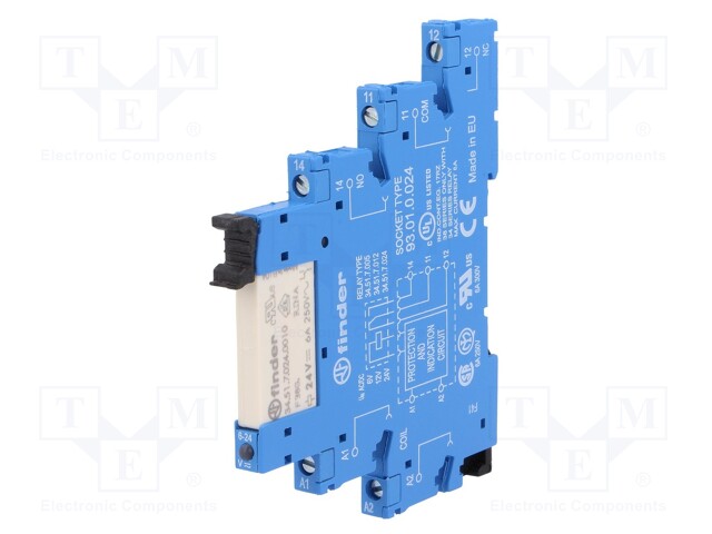 Relay: interface; SPDT; Ucoil: 24VDC; Ucoil: 24VAC; 6A; 6A/250VAC