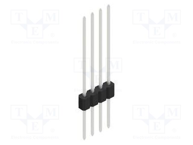 Connector: pin strips; pin header; male; PIN: 4; 1.27mm; THT; 1x4