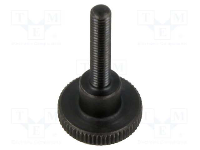 Knob; Ø: 16mm; Ext.thread: M4; 20mm; H: 9.5mm; steel; knurled