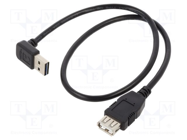 Cable; USB 2.0; gold-plated; 0.5m; black; 24AWG,28AWG; 480Mbps