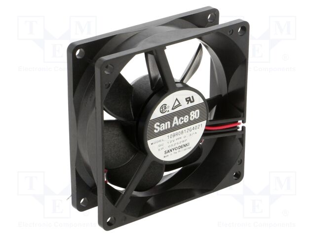 Fan: DC; axial; 12VDC; 80x80x25mm; 90m3/h; 40dBA; ball bearing