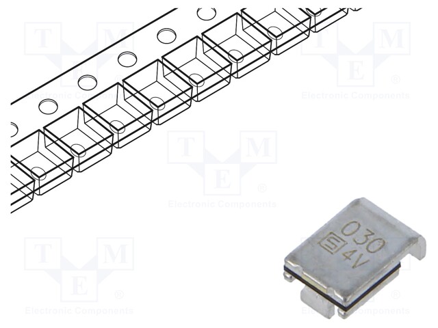 Fuse: PTC polymer; 300mA; 60VDC; PCB,SMT; 6.73x5.44mm; brass; PFSM