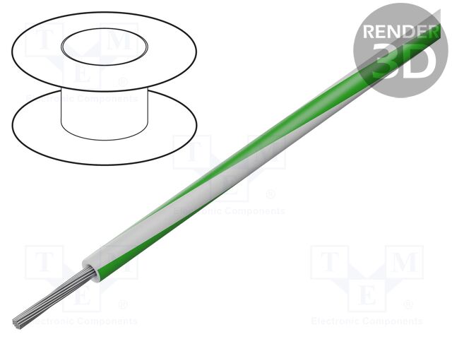 Wire; stranded; Cu; 20AWG; PVC; white-green; 1kV; 305m; 1000ft