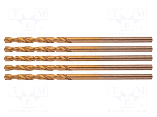 Drill set; for metal; Ø: 1.5mm; L: 40mm; high speed steel HSS-TIN