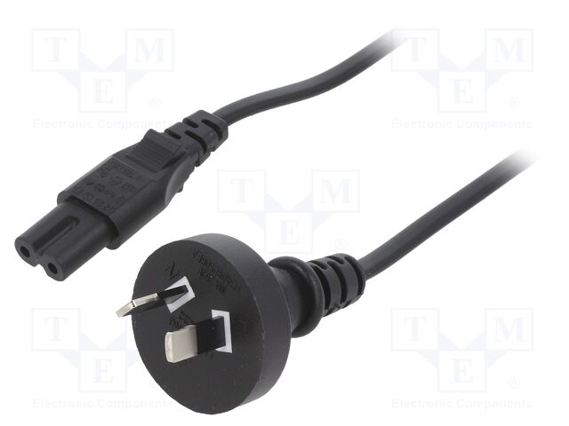 Cable; AS/NZS 3112 (I) plug,IEC C7 female; PVC; 1.8m; black; 10A