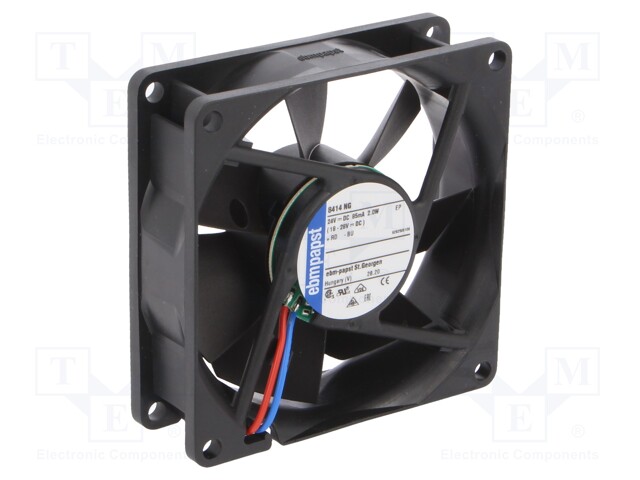 Fan: DC; axial; 80x80x25mm; 69m3/h; 32dBA; slide bearing; 3100rpm