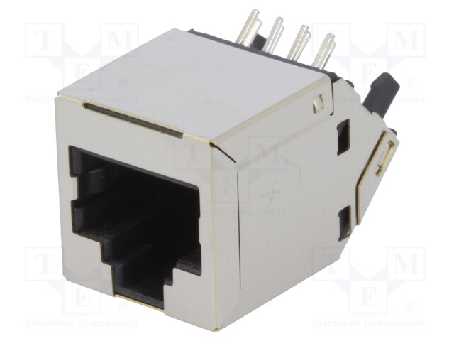 Socket; RJ45; PIN: 8; Cat: 6; shielded; Layout: 8p8c; THT; angled