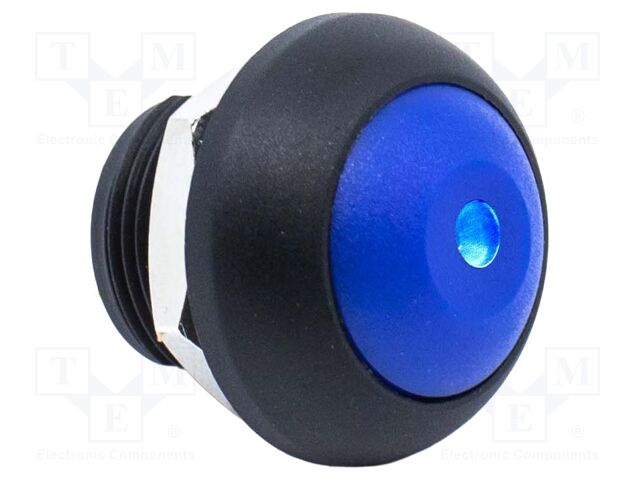 Switch: push-button; Pos: 2; SPST; 0.1A/50VDC; 0.125A/125VAC; blue