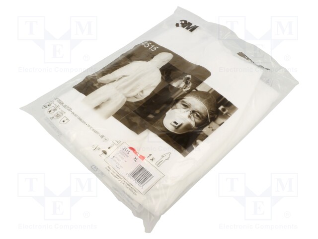 Protective coverall; Size: XL; white; 4515; with a hood