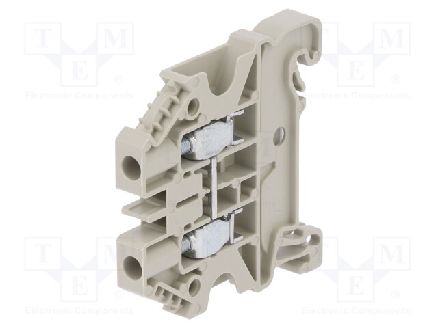 Splice terminal: rail; 4mm2; ways: 1; terminals: 2; grey; Width: 6mm