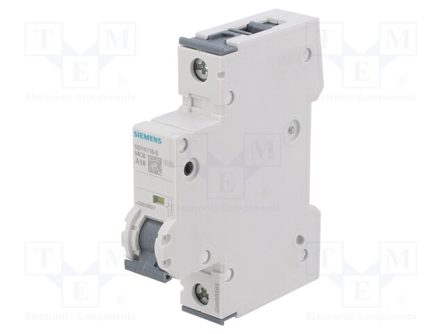 Circuit Breaker, MCB, 5SY4, 1P, 10 kA, 400 V, 16 A