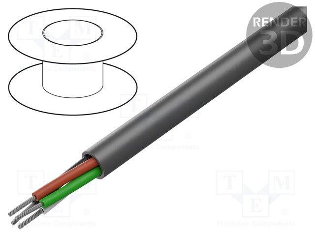 Wire; 4x22AWG; unshielded; 300V; 152m; Cu; stranded; dark grey
