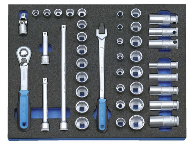 Wrench-set; rattle,socket spanner; 3/8"; 43pcs.