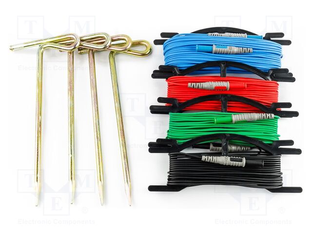 Clamp test lead set; banana plug 4mm,both sides