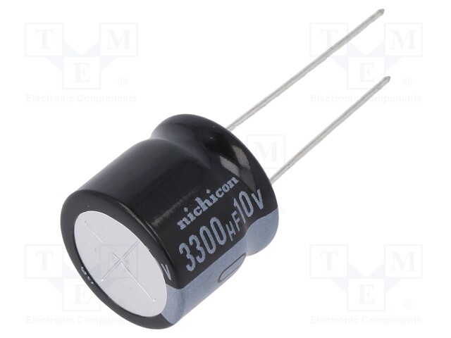 Capacitor: electrolytic; THT; 3300uF; 10VDC; Ø16x15mm; Pitch: 7.5mm