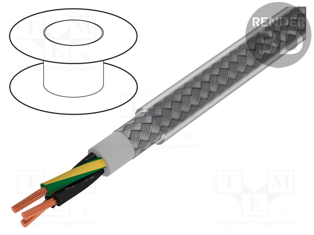 Wire; Pro-Met; 3G1,5mm2; tinned copper braid; PVC; transparent