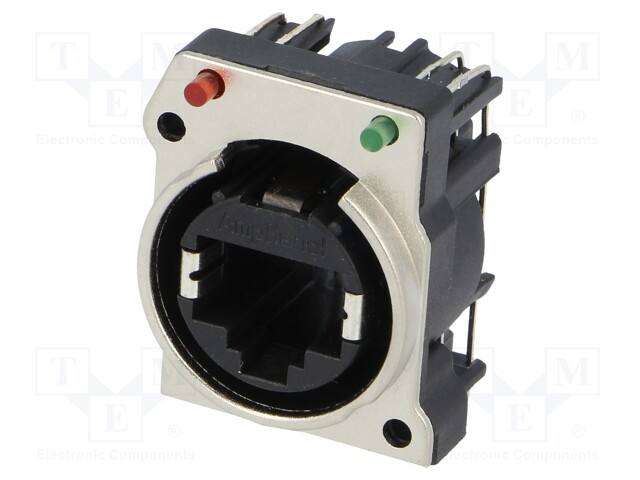 Socket; RJ45; XLRnet; Cat: 5e; with LED,with push button; THT
