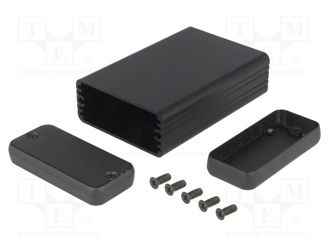 Enclosure: with panel; 1455; X: 54mm; Y: 80mm; Z: 23mm; aluminium