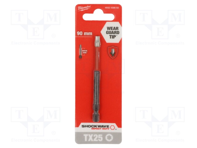 Screwdriver bit; Torx®; TX25; Overall len: 90mm; Kind: impact