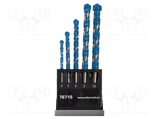 Drill set; concrete,wood,metal,universal; 4mm,5mm,6mm,8mm,10mm