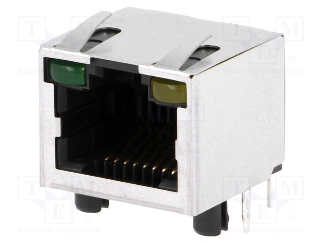 Socket; RJ45; Cat: 5; shielded,with LED; Layout: 8p8c; THT