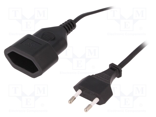 Extension lead; Sockets:1; black; 2m
