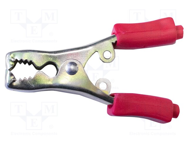 Crocodile clip; 40A; Grip capac: max.13mm; Overall len: 76mm; red
