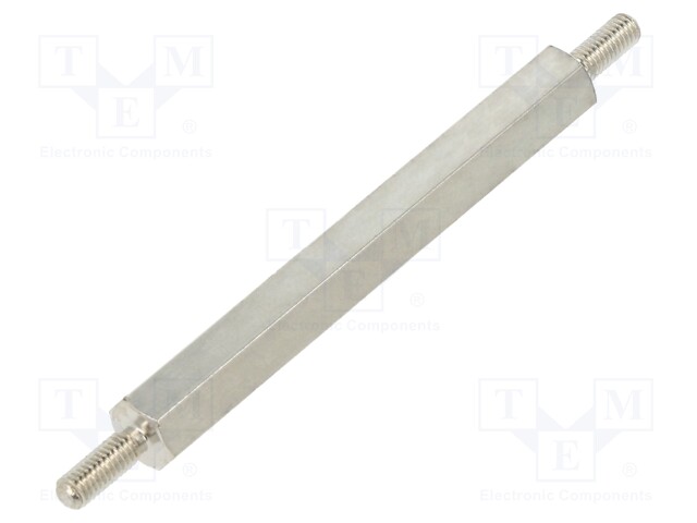 Screwed spacer sleeve; 50mm; Ext.thread: M3; hexagonal; brass