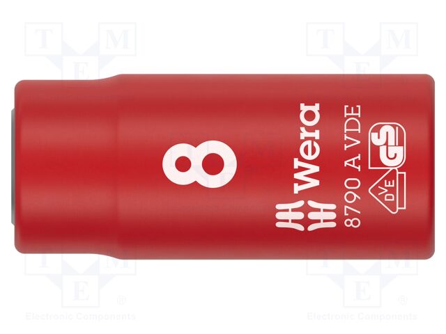 Socket; 6-angles,insulated,socket spanner; HEX 8mm; 1/4"; 1kVAC