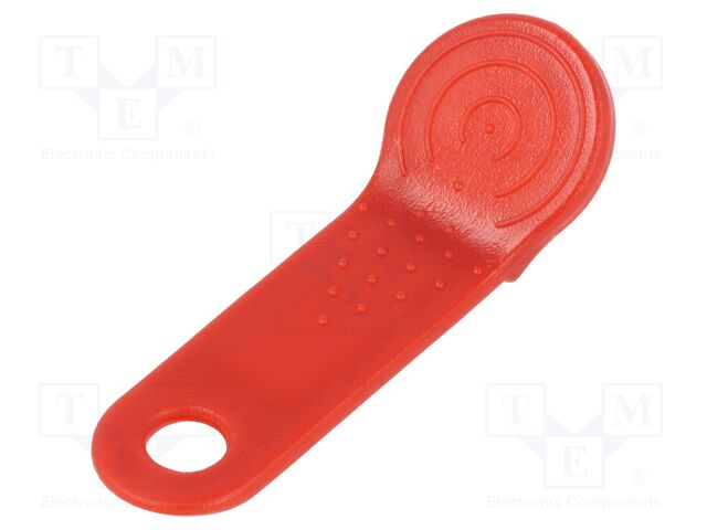 Pellet memory holder in a keychain; red