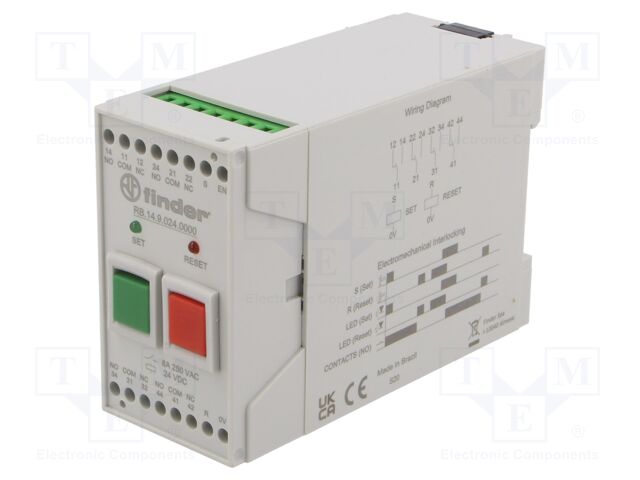 Relay: installation; bistable; 4PDT; Ucoil: 24VDC; DIN; 8A; -40÷55°C