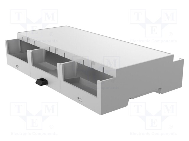 Enclosure: for DIN rail mounting; ABS + PC; grey