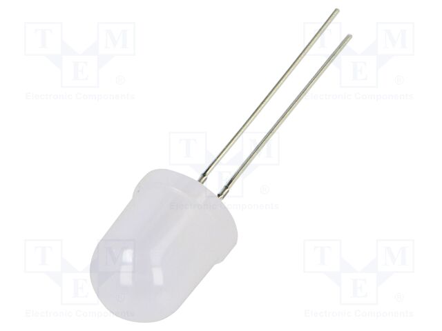 LED; white; 10mm; 750mcd; 180°; Front: convex; 3÷5VDC; No.of term: 2
